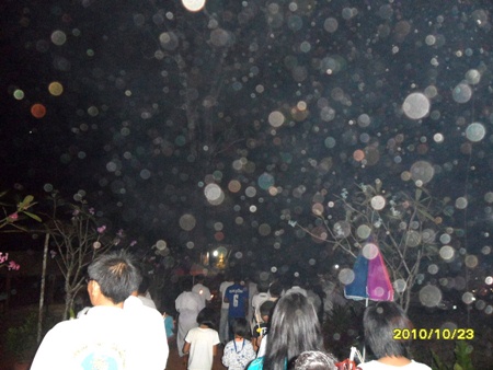 Circles at the Buddhist ceremony.