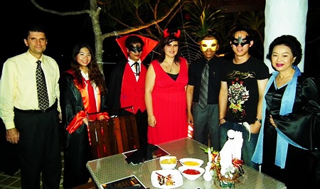 Management and guests dress spookily at Breezeo restaurant in the Royal Cliff.
