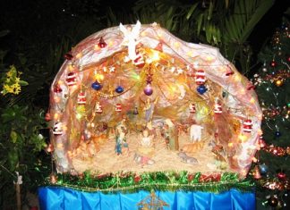 The exquisite hand crafted stable depicting the story of the birth of Jesus.