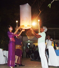 Releasing khomloys at the Diana Garden Resort.