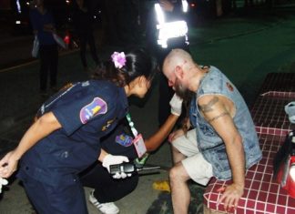 Emergency workers attend to the injured Finn.