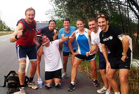The Regents Runners team take time out from training to pose for a group photo. 