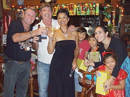 Bjarne (left) and friends ring in the New Year at Cafe Kronborg.