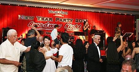 Guests dance into the New Year at the Dust Thani Pattaya.