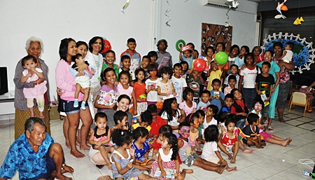 All the children and helpers at the Hand to Hand centre in Pattaya.