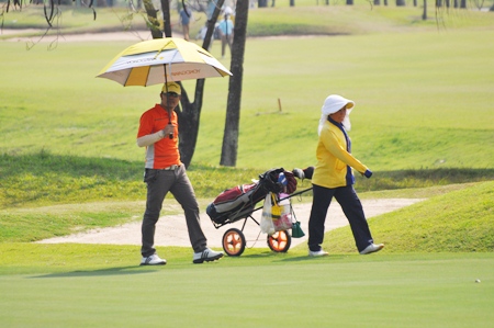 Parasols were a sensible option in the hot conditions.