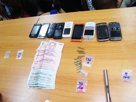 The confiscated contraband included a pipe gun and several packets of amphetamines.