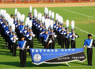 Musicians in the Pattaya Marching Band are lined up and ready to give their award winning performance.