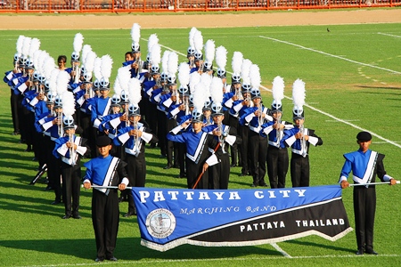 Musicians in the Pattaya Marching Band are lined up and ready to give their award winning performance. 
