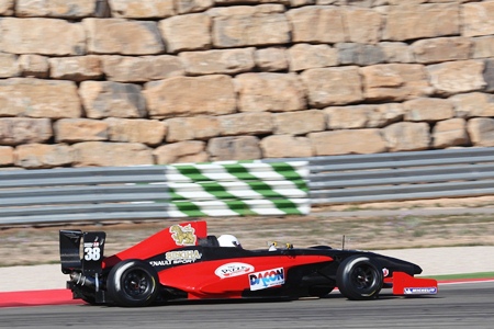 Sandy Stuvik drives his Formula Renault car during testing at the Motorland Aragon Circuit in Spain on March 7, 2011. 