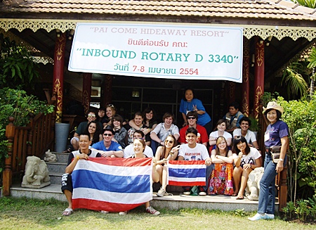 Onanong Siripornmanut (standing right) Chairperson together with committee members Kittisak Pensuwaparp (seated front left) and Worapan Anuchalakom (standing rear) of the Rotary District 3340 Youth Exchange Program led a group of ‘inbound’ youth exchange students on an adventurous educational trip to the north of Thailand recently. The children of various nationalities and cultures experienced firsthand the customs and lifestyles of the native Thai people of that region. The Youth Exchange students come from various countries in North and South America, Europe and Asia. The Rotary Youth Exchange program provides thousands of young students with the opportunity to meet people from other countries and to experience new cultures, planting the seeds for a lifetime of international understanding.