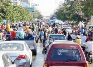 It’s that time of year again, when the streets turn to rivers, water throwing madness rules and general mayhem ensues. Yes, Songkran is here, Thai New Year, the annual water festival. Drive carefully and be prepared to get wet unexpectedly at any time whilst walking, especially in and around the entertainment areas. Also expect traffic to be at a standstill, especially on April 19 in Pattaya, similar to this situation on 3rd Road last year. (Pattaya Mail photo courtesy of Tom Brown)