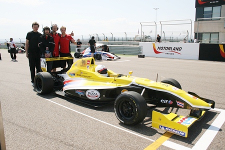 Sandy Stuvik sits in his car on the grid prior to the start of Race 1 at the Motorland circuit in Spain, Saturday, April 16.