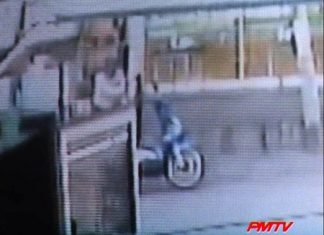 CCTV images show the Ladyboy making her escape