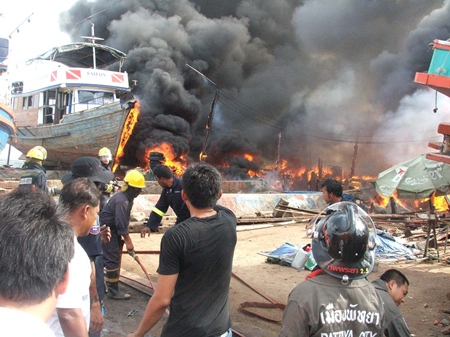 City officials have stepped in to offer assistance to those affected by this blaze at a Naklua boatyard last week.