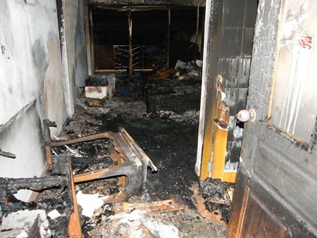 The room was gutted, but luckily no one was hurt. 