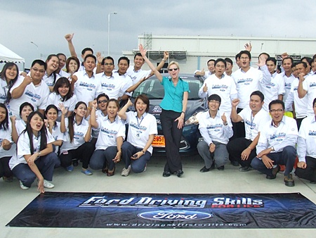The US Ambassador to Thailand cheers on the folks at the Ford factory in Rayong.