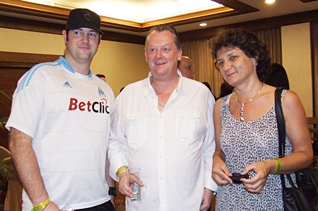 Ready for a refill (l-r) Todd Fox (REThai.com), Robert D Watson (Five Star Villas & Condos) and Miliza Ceh.