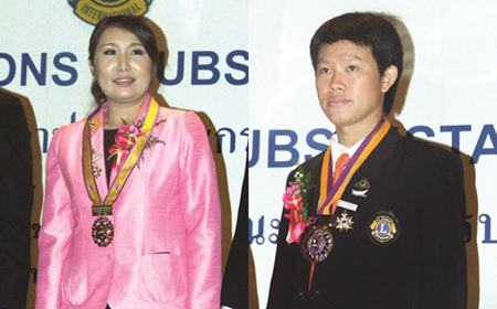 (Left) Rungthip Sukhsrikarn, President Lions Club of Pratamnak-Pattaya, (Right) Worapot Pongpalee, President Lions Club of Naklua-Pattaya.