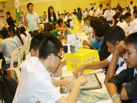 Students compete in the annual Cyber Dict puzzle championships. 