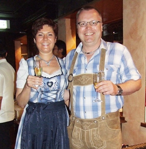 Ulf’s brother Ralf Buchert and his girlfriend Heike wear traditional Bavarian outfits.