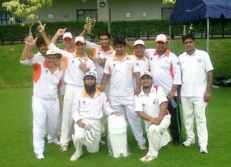 The Pattaya Cricket Club team celebrate their victory in the Southerners T20 tournament.