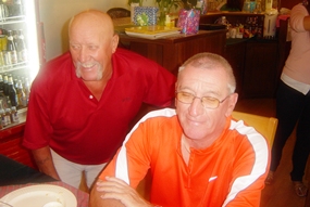 Terry Phur, left, all smiles after his round on Tuesday, Brian not so much. 