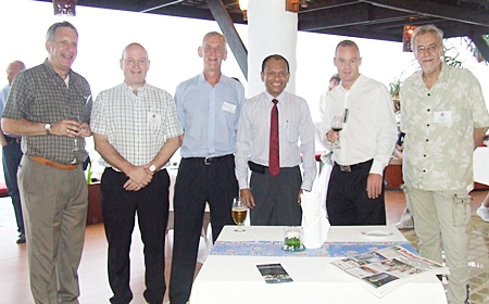 Familiar smiles at BCCT networking events, (l-r) Alan S. Verstein, Graham Macdonald, Jerry N. Stewart, Ranjith Chandrasiri, Jonas Moberg and Chris Thatcher.