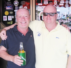 Andy M (left) and Terry C (right) outside Mama’s Bar. 