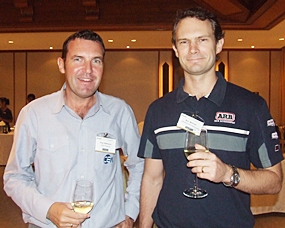 Paul Wilkinson, operations manager for CEA, shares a drink with Ben Mitchell from Off Road Accessories.