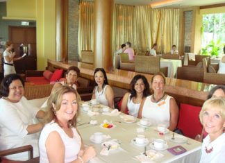 Almost everyone was beautifully dressed in white at the latest PILC monthly coffee get-together.