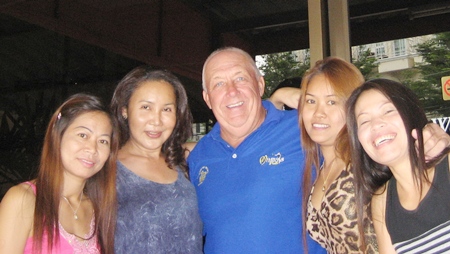 JJ revels in his victory outside Kisses Bar. 