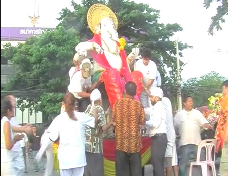 The replica is paraded along beach road