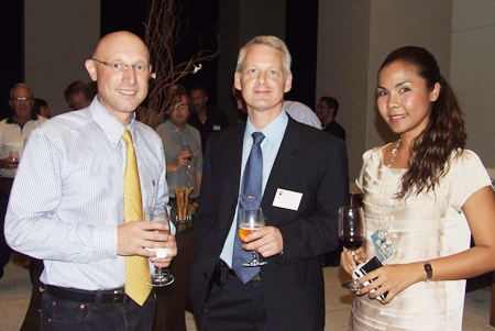 (L to R) John Hamilton from Waste Management Siam; Alain Deurwaerder, managing director of Ducati Motor (Thailand) Co., Ltd.; and Artitaya Kaewmark, senior sales manager of the Royal Cliff Hotels Group.