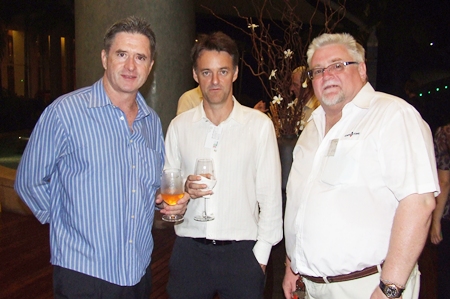 (L to R) Gerry C. Healy, vice president of development for Raimon Land; David Watkinson, director of 3D Interiors; and David English, project manager for Cornerstone Management Co., Ltd.