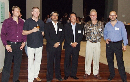 (L to R) Alexander J. Hutton-Potts, MD of Simplicity International Co, Ltd.; Richard Bell, Managing Director of Cornerstone; Tony Malhotra, Pattaya Mail Asst. Managing Director; Athitkrit Sakataporn, Account Manager of Air France; Kerry Matisin, General Manager of Allied Pickfords; and Markus Wehrhahn, general manager of the Resource Link Consulting Group.