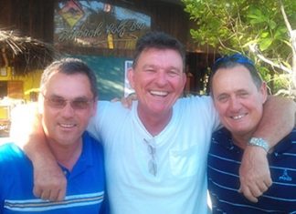 Newbie to the Outback Geoff, congratulates Graham (centre) on his win at Khao Kheow and Jim (right) for second.