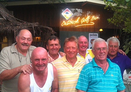 Monday’s winners from Khao Kheow (from the left): Andy Todd, Steve Mann, Dennis Pelly, Kissy, Capt’ Bob, Alan Ansell and Barry McIntosh.