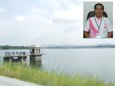 Waterworks Assistant Manager Chaitat Idsang (inset) says local reservoirs now have enough water to last the greater Pattaya area for the coming year. 