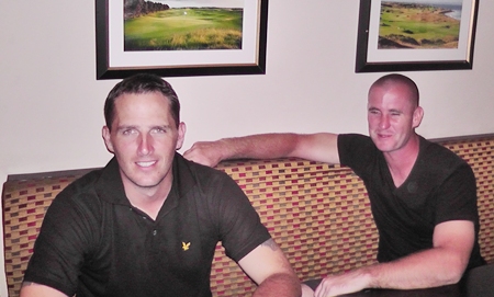 The two Richards relax after their battle at Crystal Bay. 