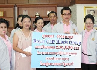 The Royal Cliff Hotels Group joined hands with other sectors and extended its sincere empathy to those affected by the current flood situation in the Kingdom, with the hope for the situation to ease and recover with the efforts that have been thoroughly undertaken by the government, private sectors and individuals. As part of the Royal Cliff’s continuous Corporate Social Responsibility measures and commitment to the well-being of the affected community, the property was honoured to lend its hand by contributions in cash and kind with a genuine hope that these contributions will make the lives of those affected a little more comfortable. Royal Cliff’s representatives made these donations at the various Flood Relief centers, namely the Father Ray Foundation in Pattaya City, Wat Yansangwararam, in Sattahip and in Bangkok.
