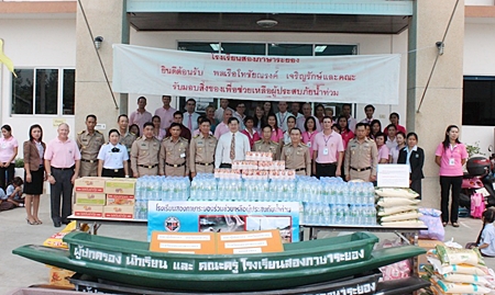 Some relief supplies and plastic boats given to the flood victims.