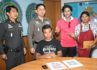 Victims of the scam point out the man who tried to scam them.