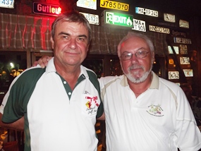 The Outback Bar’s General Jack (left) poses for a photo with Helmut Wolf from the German Swiss Golf Club.