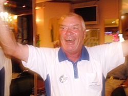 Peter Henshaw celebrates his hole in one.