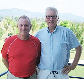 Jim (left) and Joop pose for a photo at Pleasant Valley Golf Club. 