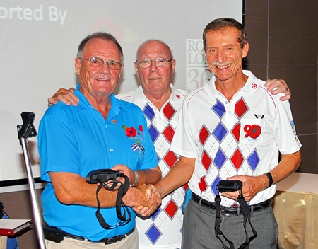 The third placed team accept their prizes from Max.