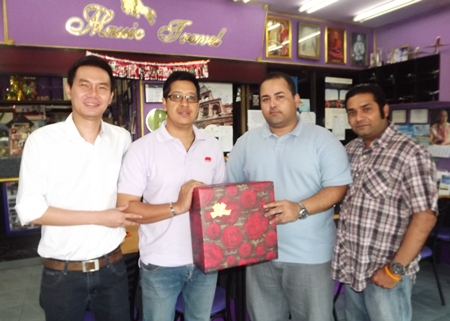 Massic Travel, the Eastern Seaboard’s friendliest travel agents, led by GM Vikrom Malhotra (right) and sales executive, Ali Hasan (2nd right), were privileged to welcome Arnan Kanjanapairin (left), assistant manager sales and marketing and Supakchoke Taenthong (2nd left), sales representative for Abacus Distribution Systems on their visit to their organization. After a fruitful meeting the visitors presented the representatives of Pattaya’s most sought after travel experts with a New Year’s gift.