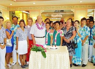 Management and staff of the Montien Hotel, Pattaya showed true Thai hospitality when they turned out in force to wish Kauko Vehosalo from Finland a happy 70th birthday. Family and friends were truly impressed with the thoughtful gesture.