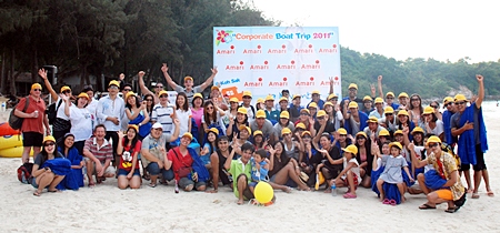 The Yellow team poses for a group photo on Koh Sak.